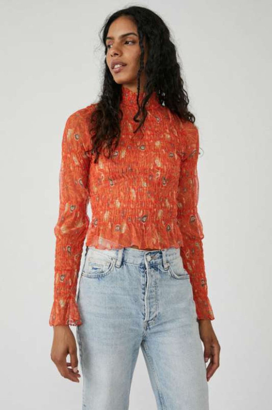 Blouses * | Diaphanous Free People: Hello There Top Grenadine