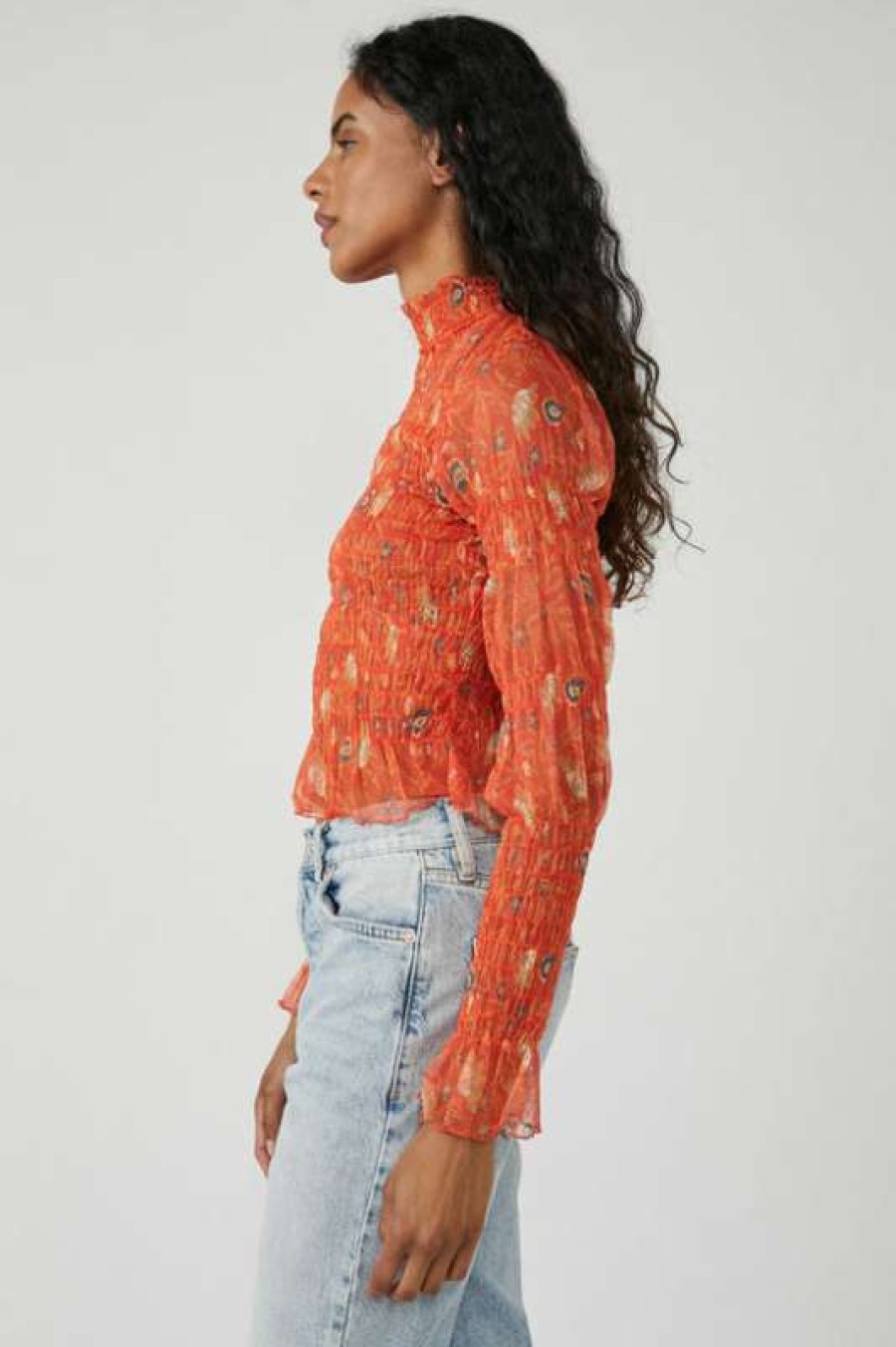 Blouses * | Diaphanous Free People: Hello There Top Grenadine